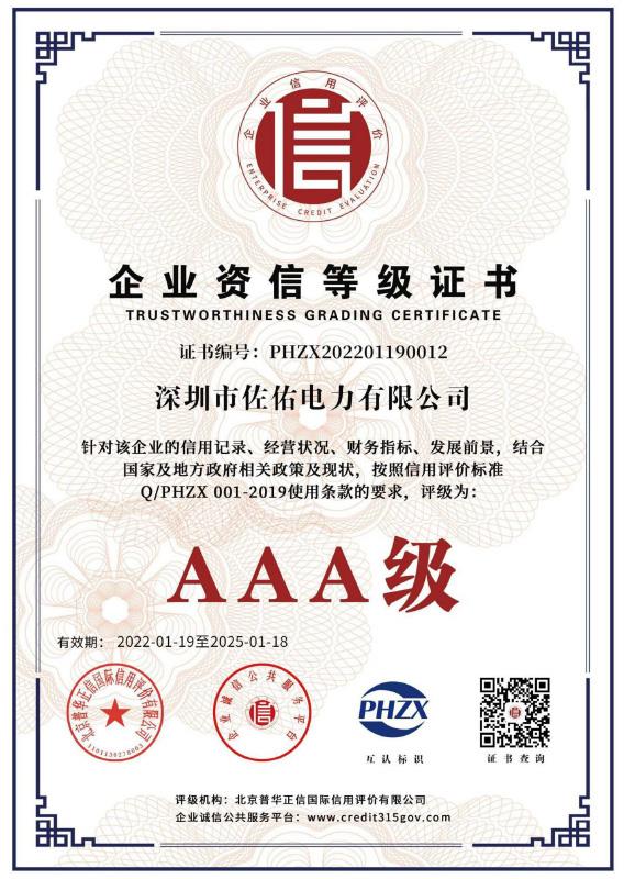 企業資信等級證書