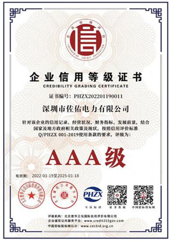 企業資信等級證書